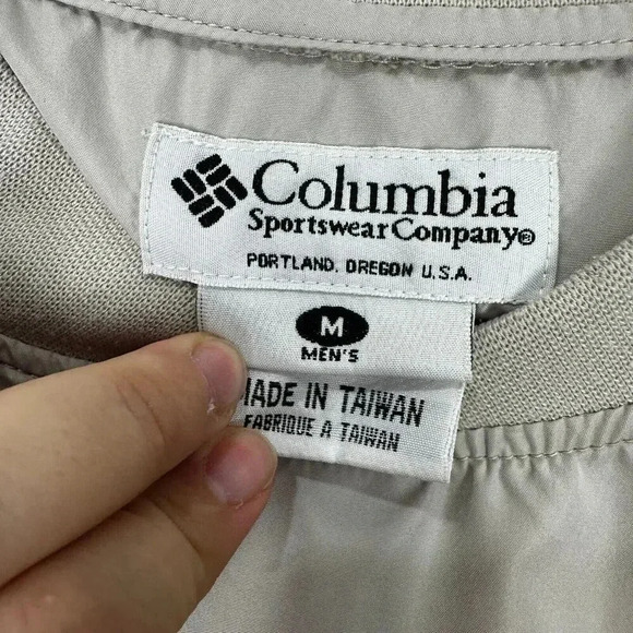 Columbia‎ Jacket Mens medium beige Windbreaker V Neck Pullover Packable gorpcore - Picture 5 of 11